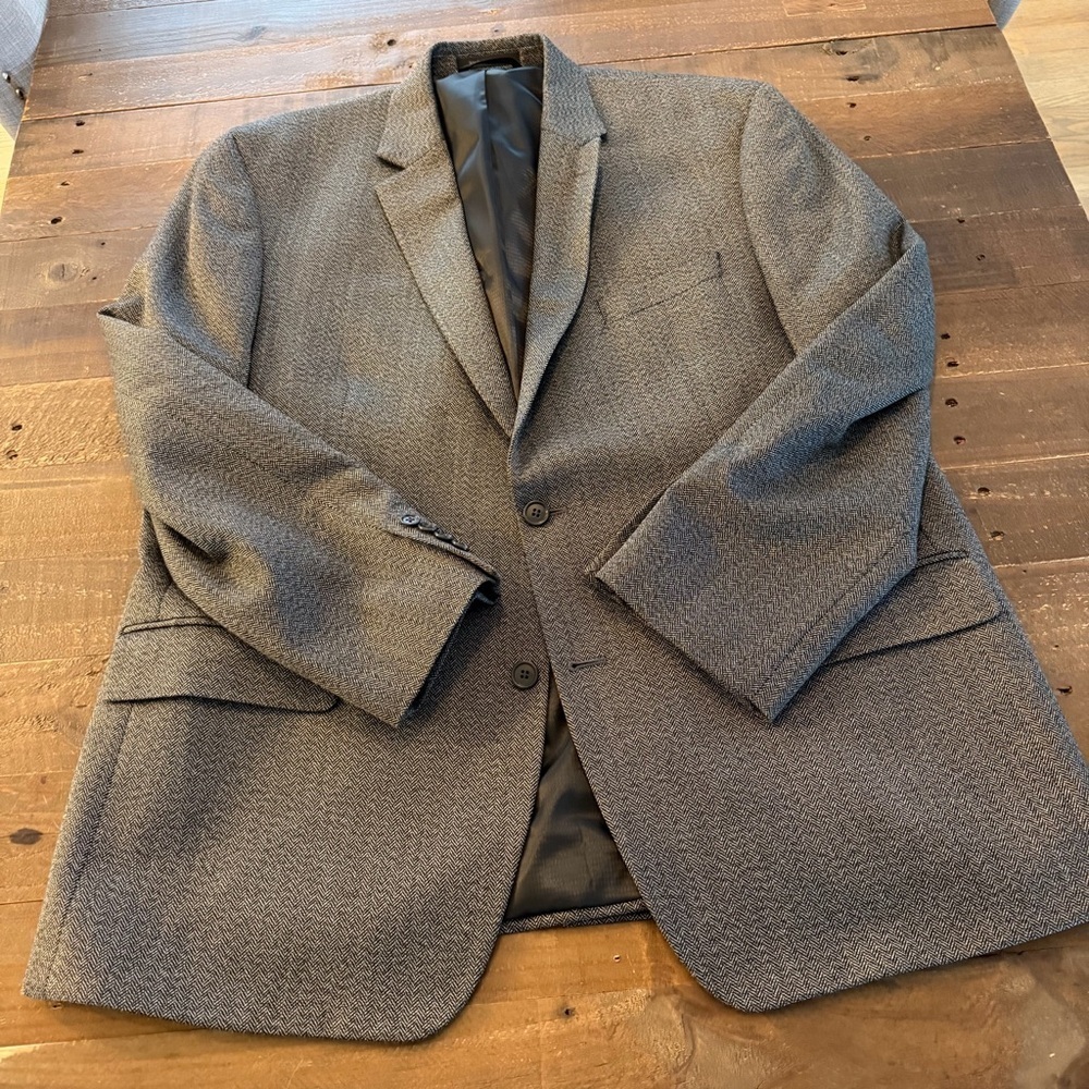Andrew Fezza Black Char Herringbone Blazer 46R